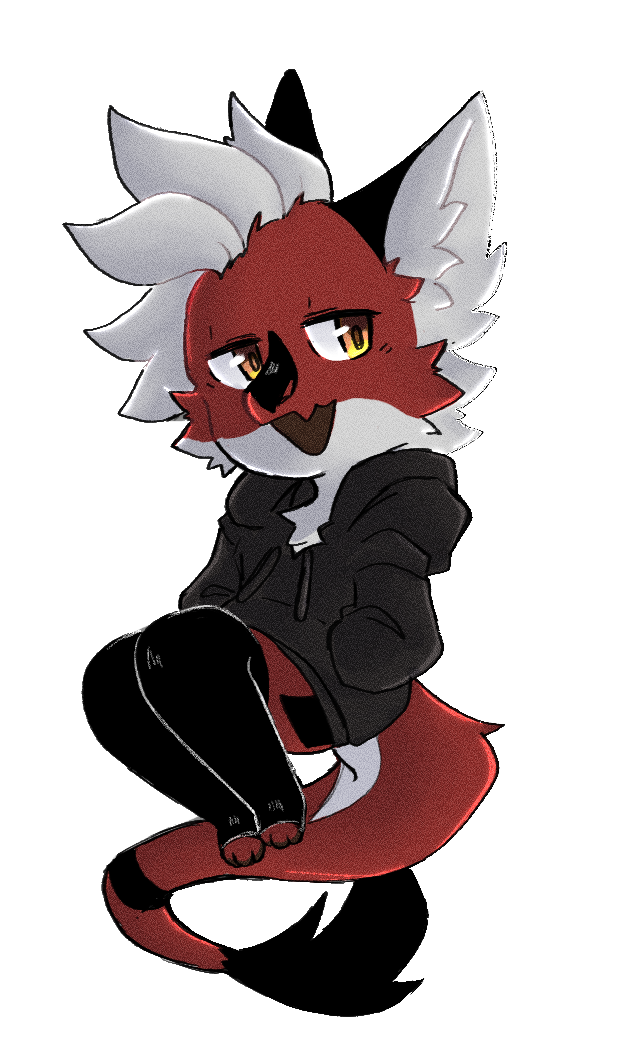 ferrin sitting on the ground, looking confused, with a note saying 'gay' on their forehead